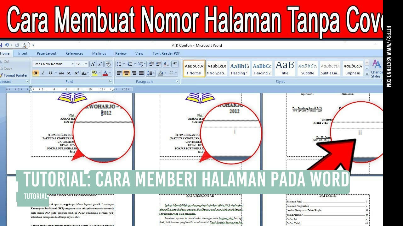 AskTekno | Tutorial: Cara Memberi Halaman pada Word