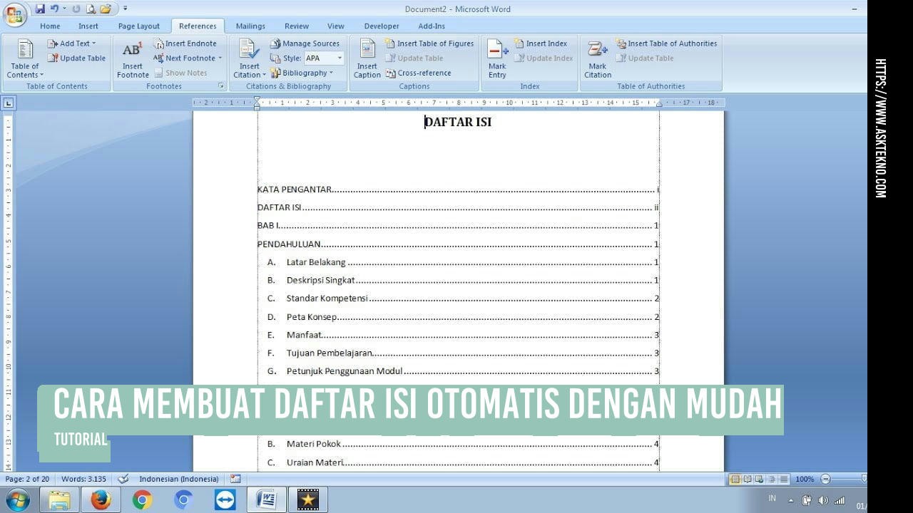 AskTekno | Cara Membuat Daftar Isi Otomatis dengan Mudah