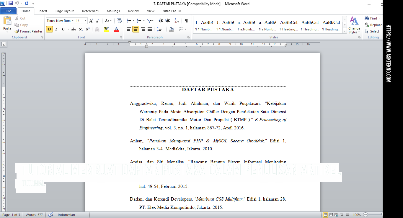 AskTekno | Tutorial Membuat Daftar Pustaka dalam Penulisan Artikel